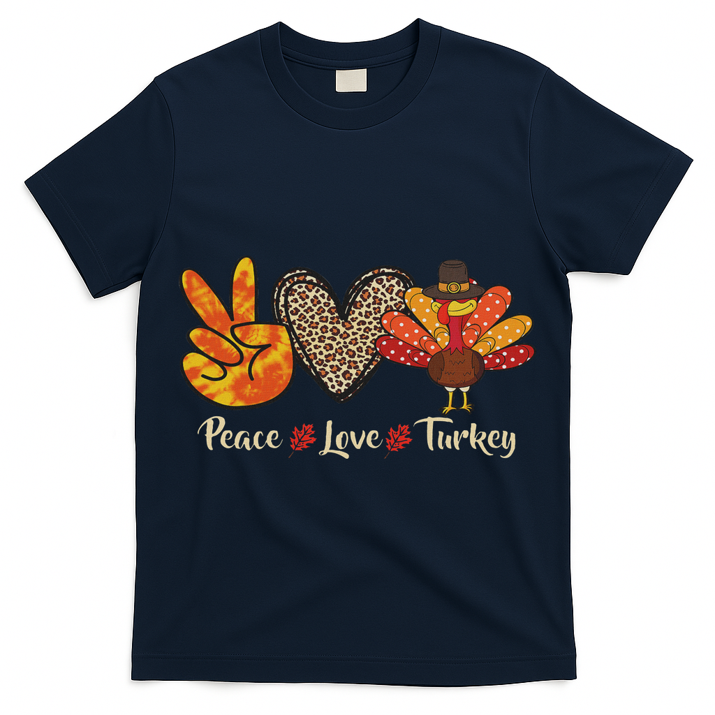 Peace Love Turkey Little Pilgrim Thanksgiving T-Shirt
