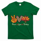 Peace Love Turkey Little Pilgrim Thanksgiving T-Shirt - Green