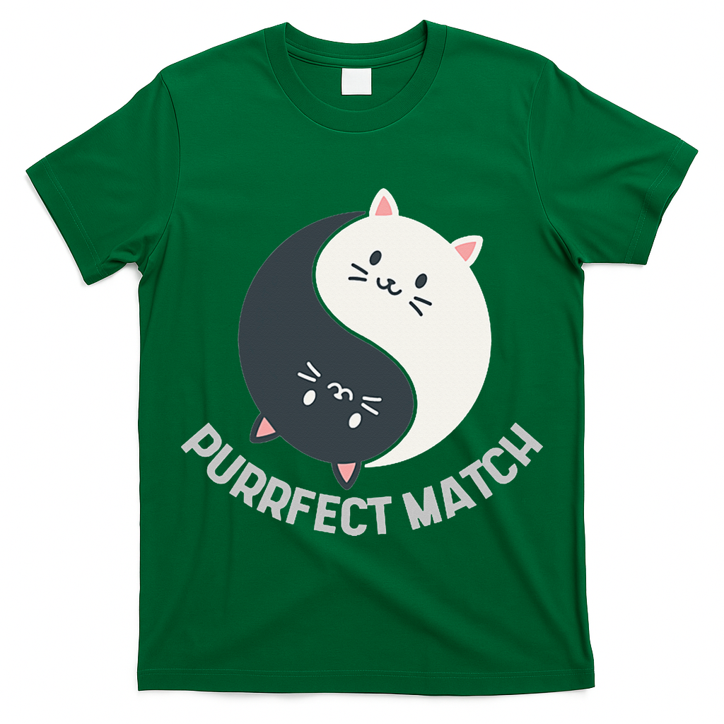 Purrfect Match Balance Cats Cute Kawaii Art T-Shirt