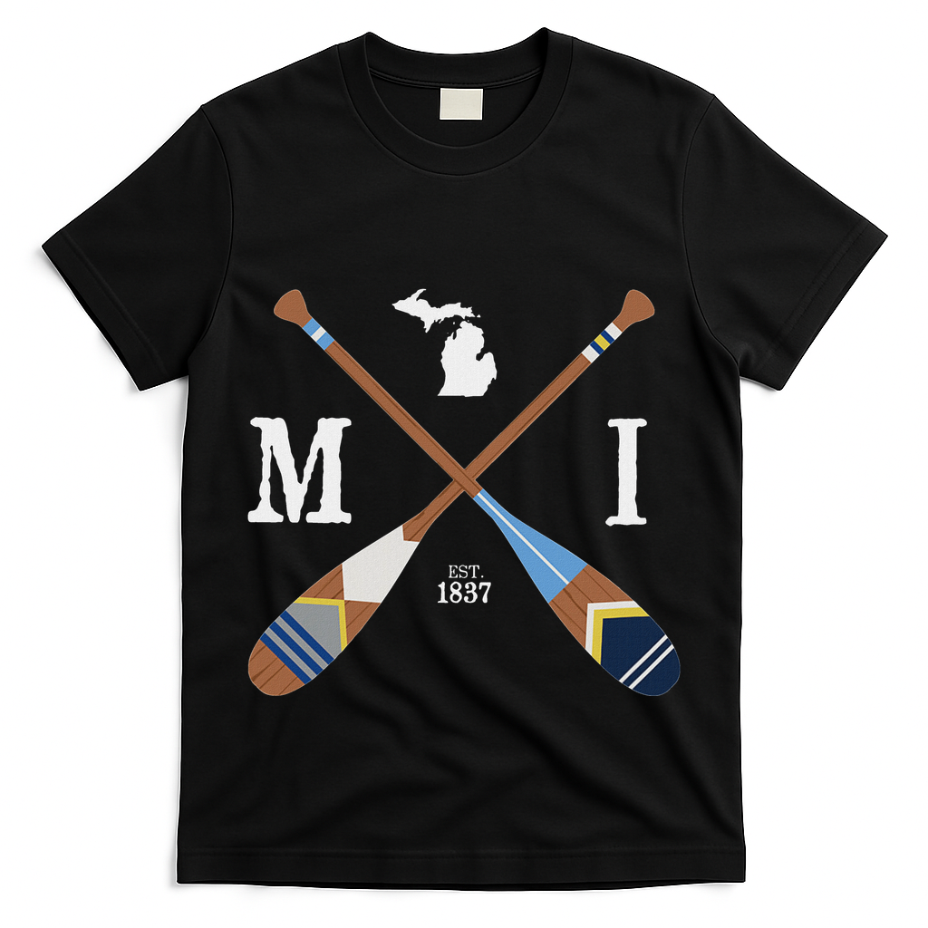 Paddle Mi Michigan Lake Life Painted Oars T-Shirt