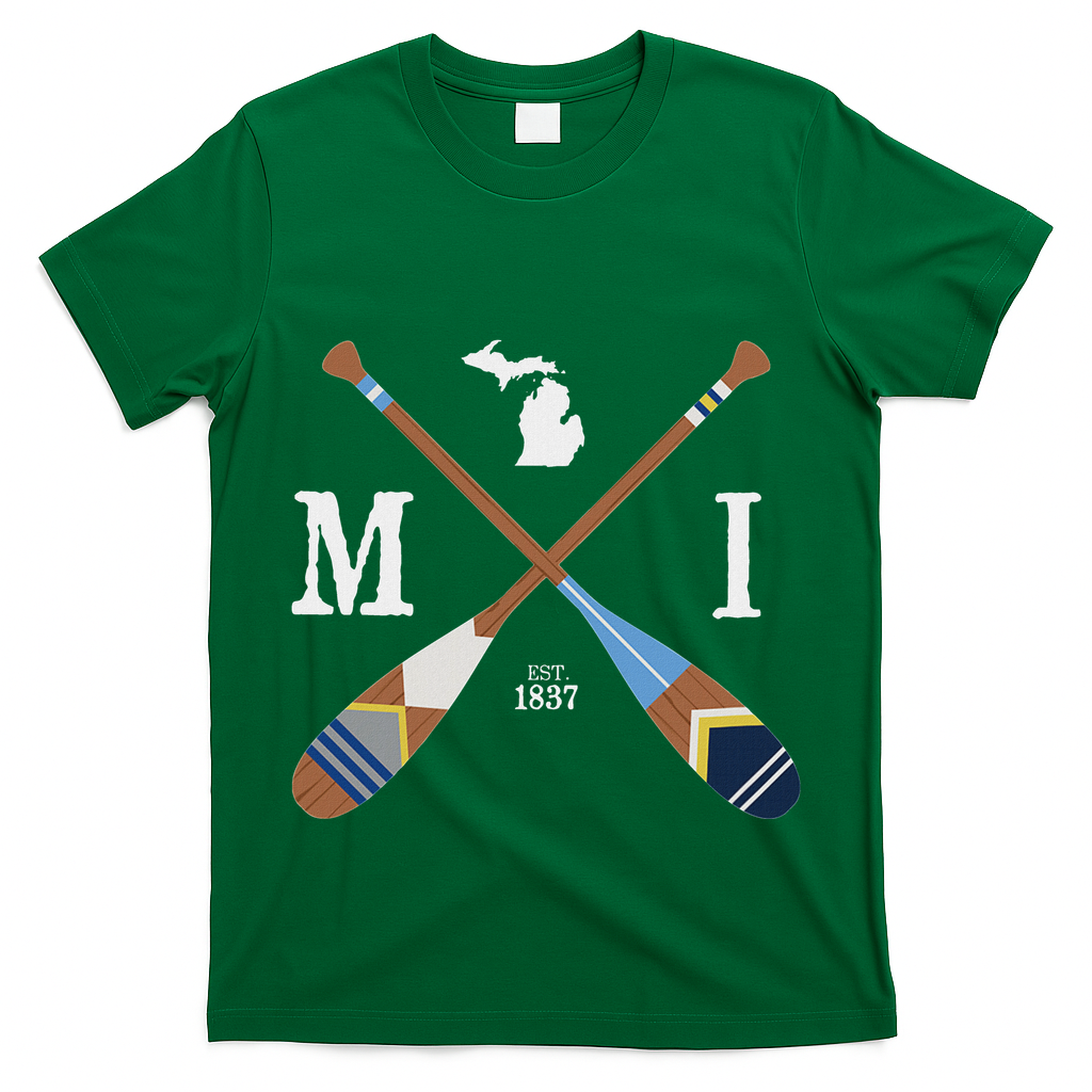 Paddle Mi Michigan Lake Life Painted Oars T-Shirt