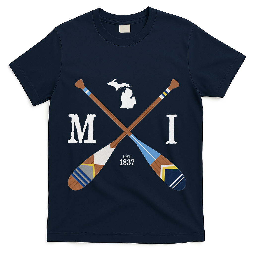 Paddle Mi Michigan Lake Life Painted Oars T-Shirt
