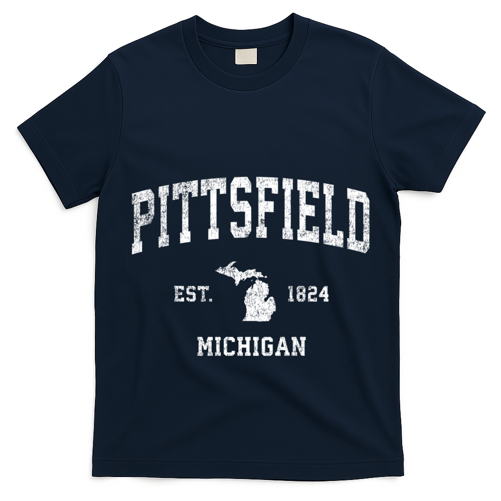 Pittsfield Michigan Mi Vintage Established Athletic Sports Design T-Shirt