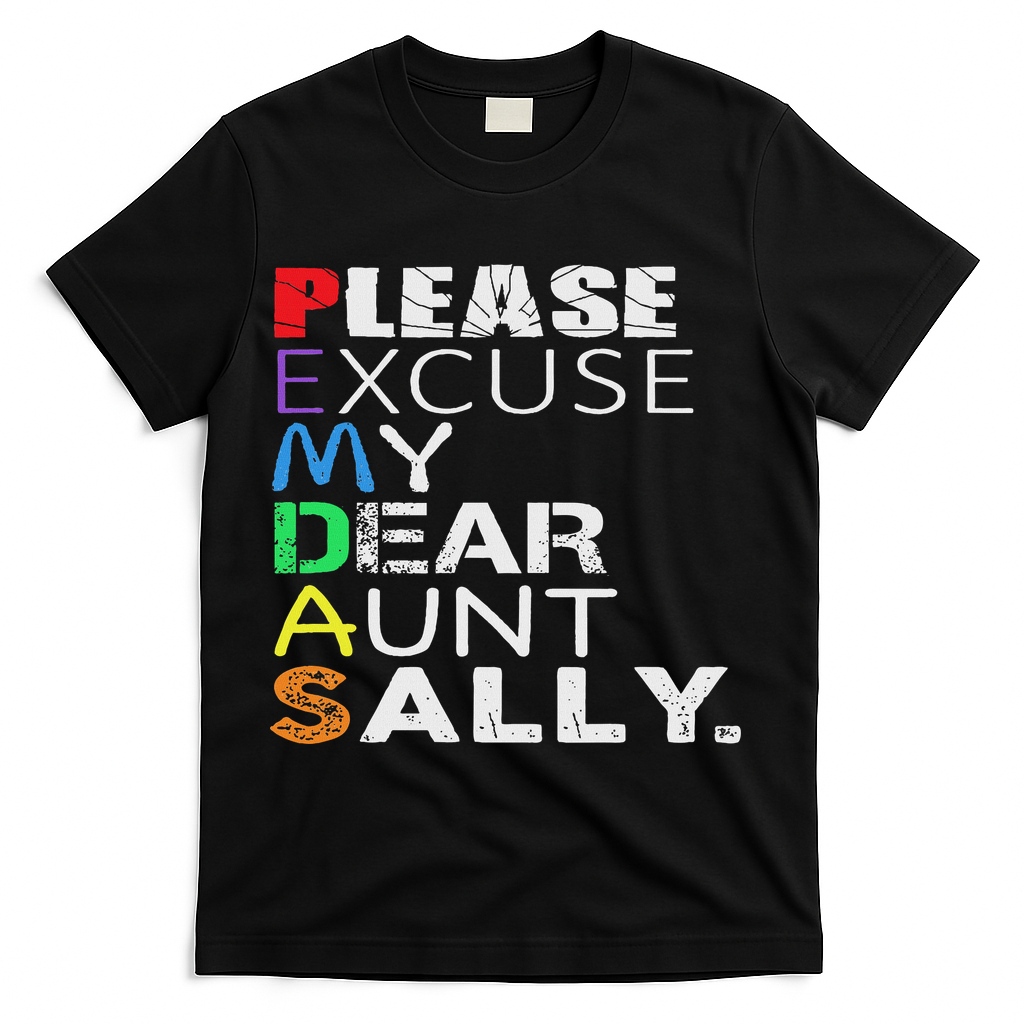Pemdas Math Please Excuse My Dear Aunt Sally T-Shirt - Black