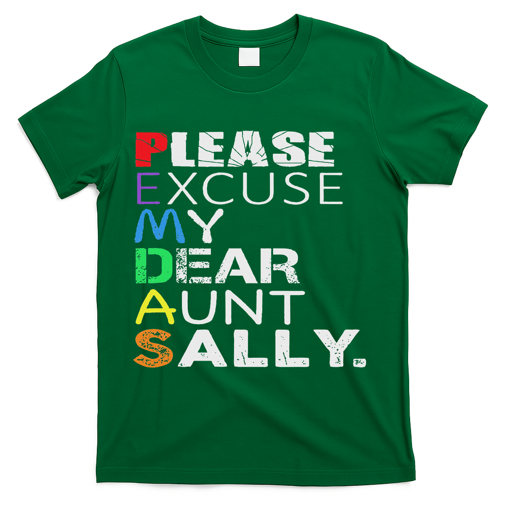 Pemdas Math Please Excuse My Dear Aunt Sally T-Shirt - Green