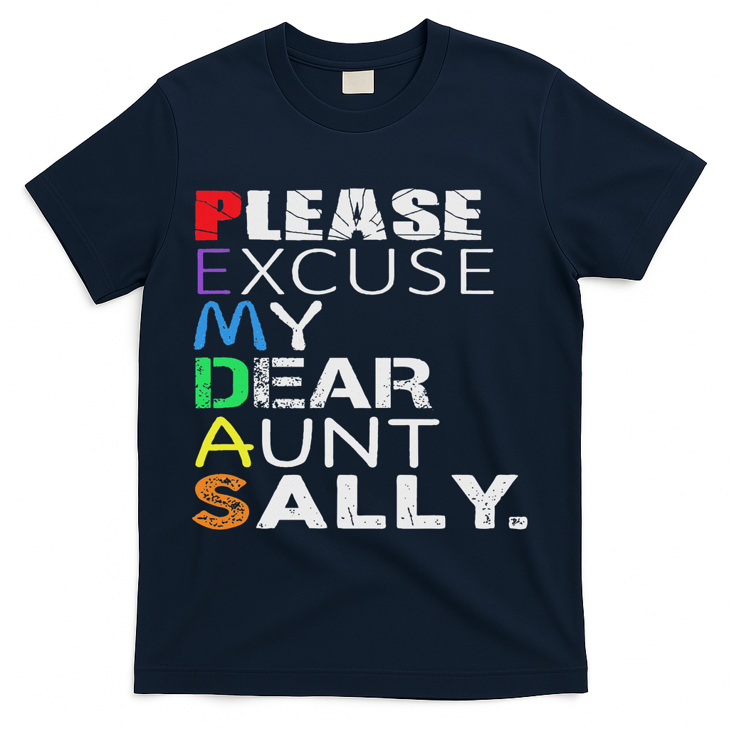 Pemdas Math Please Excuse My Dear Aunt Sally T-Shirt - Navy