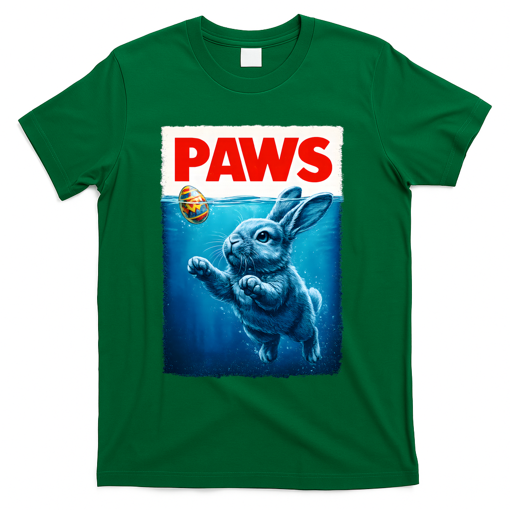 Paws Movie Poster Egg Easter Bunny T-Shirt - Green