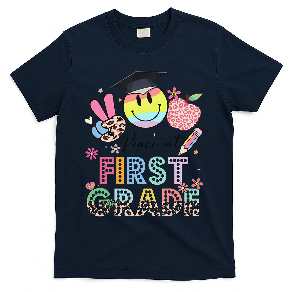 Peace Out 1st First Grade Graduation Last Day Of School T-Shirt - Navy