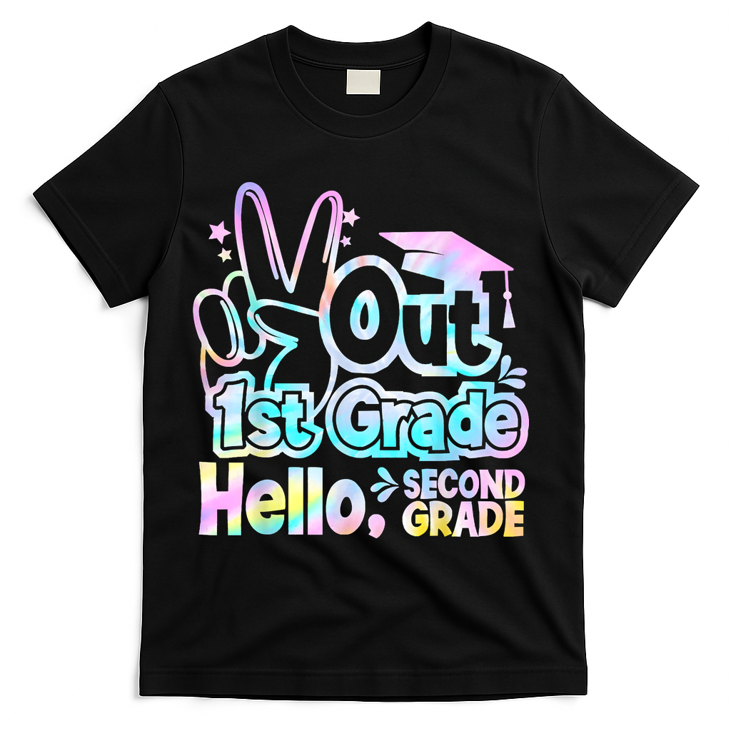 Peace Out 1st Grade Hello Second Grade First Grade Graduate T-Shirt - Black
