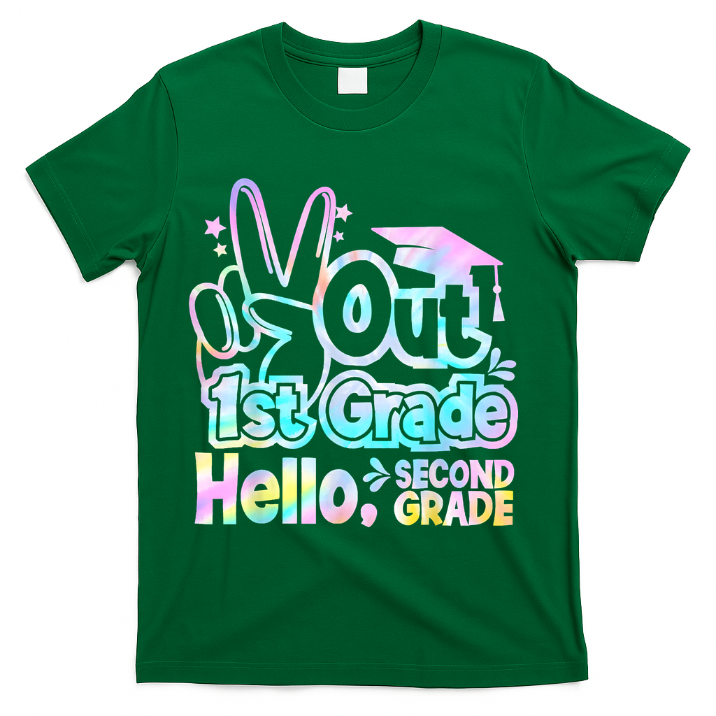 Peace Out 1st Grade Hello Second Grade First Grade Graduate T-Shirt - Green