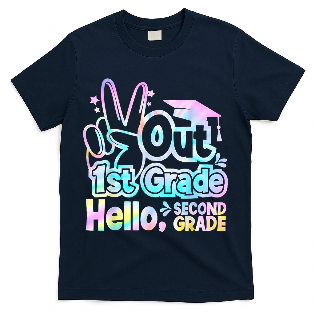 Peace Out 1st Grade Hello Second Grade First Grade Graduate T-Shirt - Navy