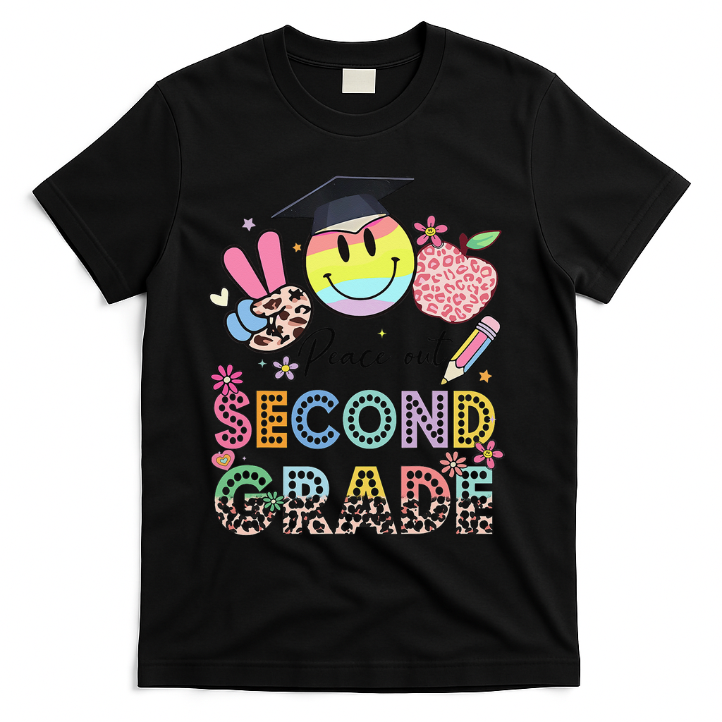 Peace Out 2nd Second Grade Graduation Last Day Of School T-Shirt - Black