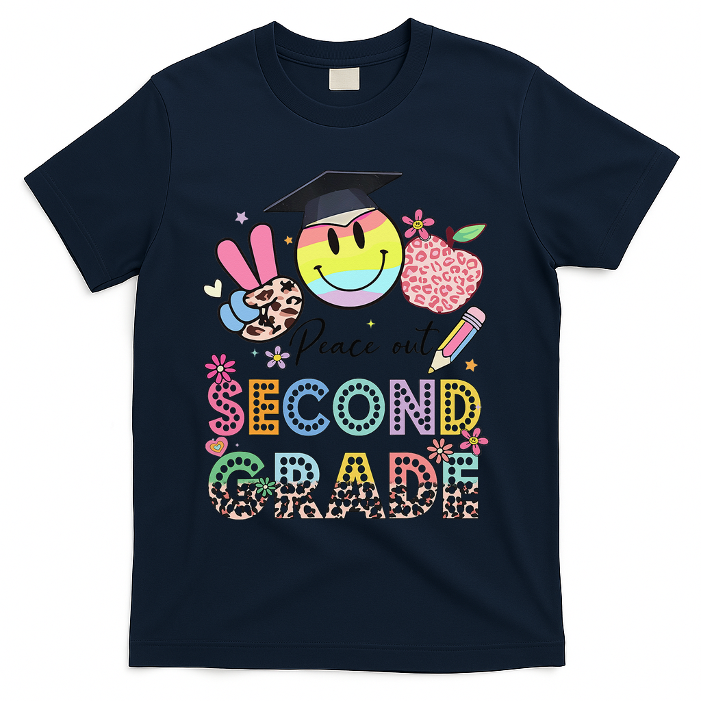 Peace Out 2nd Second Grade Graduation Last Day Of School T-Shirt - Navy