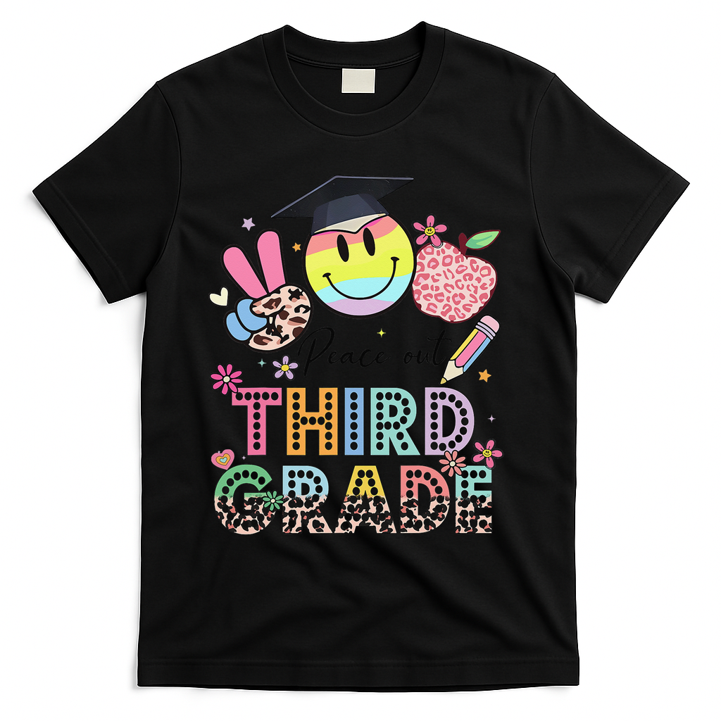 Peace Out 3rd Third Grade Graduation Last Day Of School T-Shirt - Black