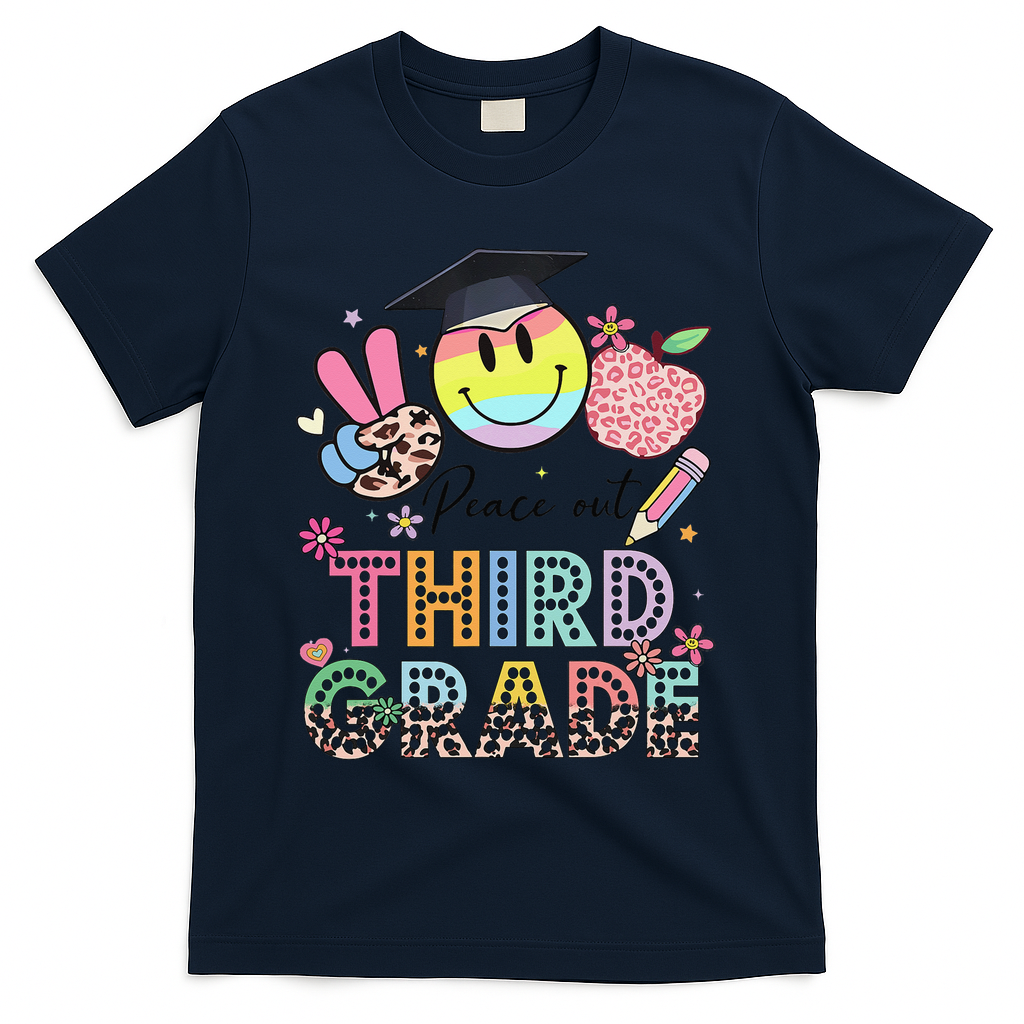 Peace Out 3rd Third Grade Graduation Last Day Of School T-Shirt - Navy