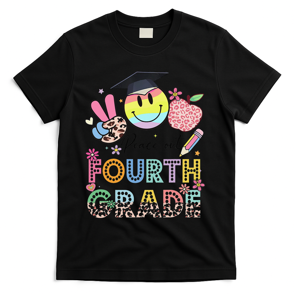 Peace Out 4th Fourth Grade Graduation Last Day Of School T-Shirt - Black