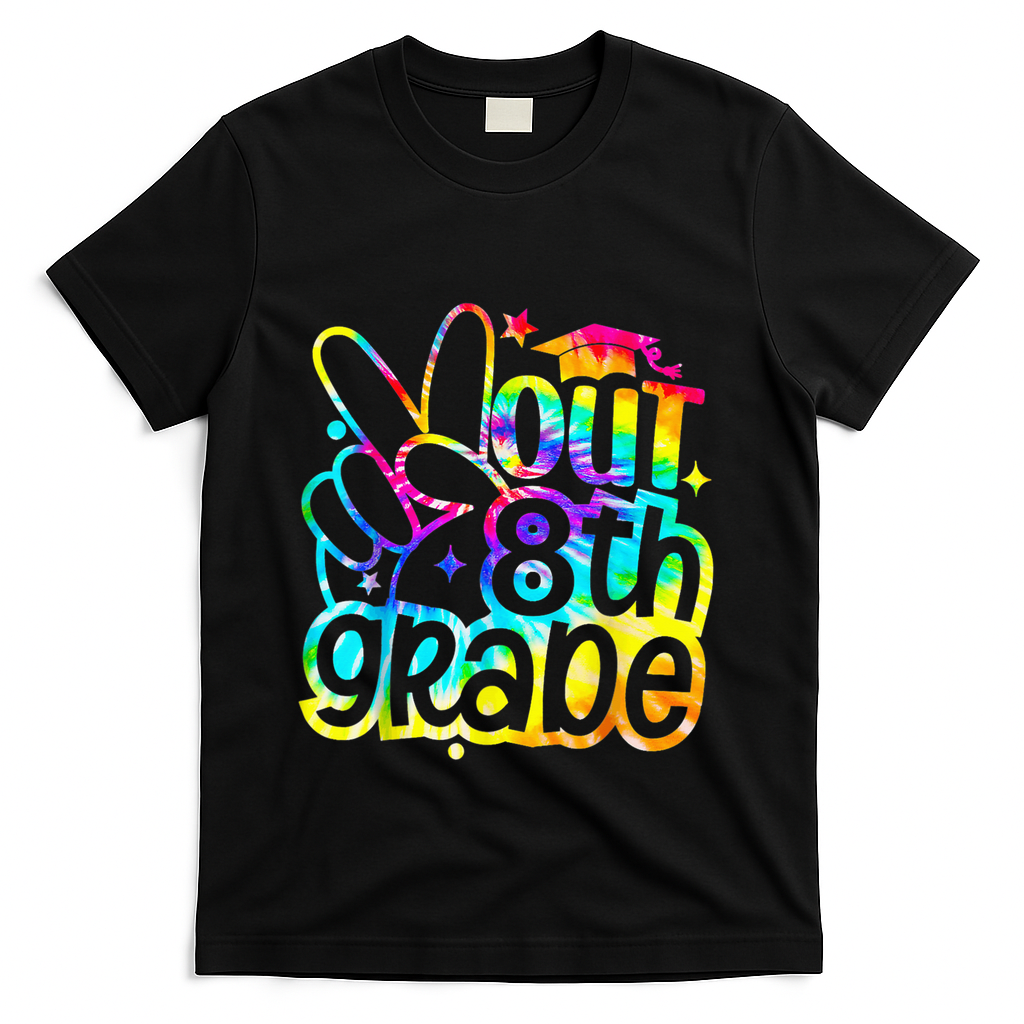 Peace Out 8th Grade Graduation Last Day Of School Tie Dye T-Shirt - Black