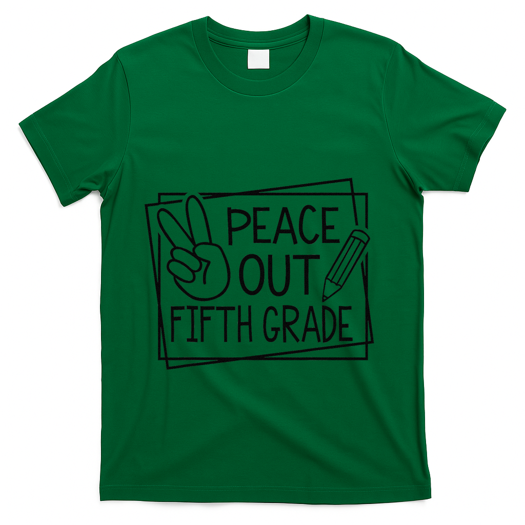 Peace Out Fifth Grade Last Day Of School Summer Break T-Shirt - Green