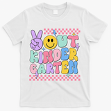 Peace Out Kindergarten Graduation Smile Face Last Day T-Shirt - White