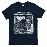 Protect Our National Parks Mothman Cryptid Weirdcore Horror T-Shirt - Navy Blue