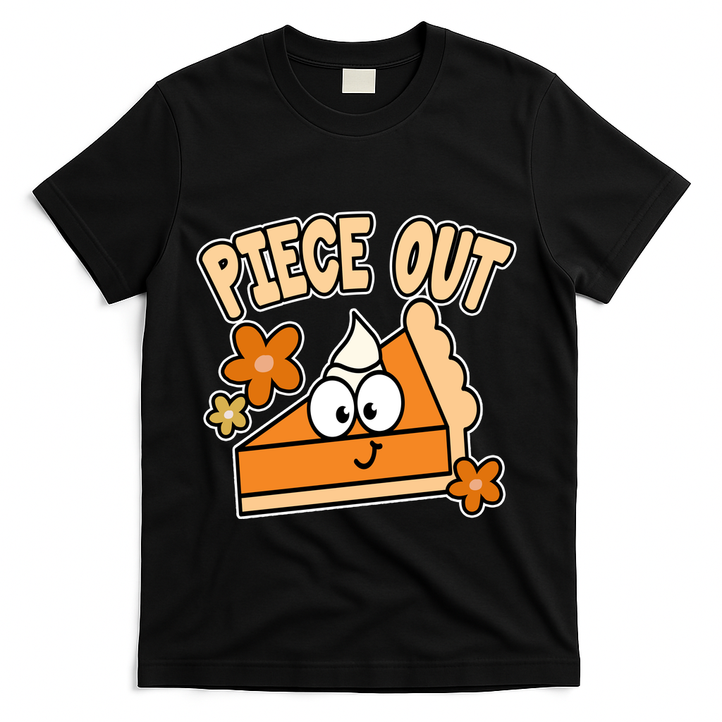 Piece Out Pumpkin Pie Funny T-Shirt - Black