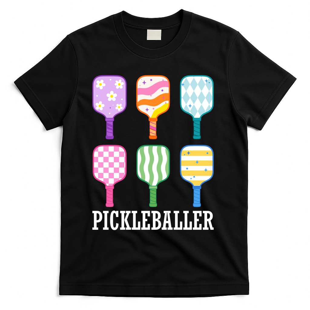 Pickleballer Pickle Baller Funny Cute Pickleball T-Shirt - Black