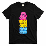 Pansexual Pride Cat LGBT Pan Flag Nonbinary Cute Cats Pile T-Shirt