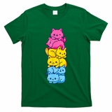 Pansexual Pride Cat LGBT Pan Flag Nonbinary Cute Cats Pile T-Shirt
