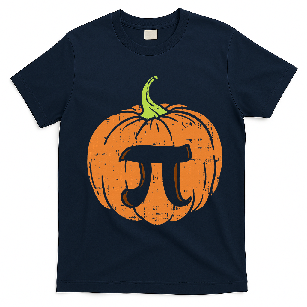 Pumpkin Pi Math Halloween Thanksgiving Pie Day Costume T-Shirt - Navy Blue