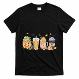 Plaid Pumpkin Spice Hello Fall Autumn Thanksgiving T-Shirt - Black