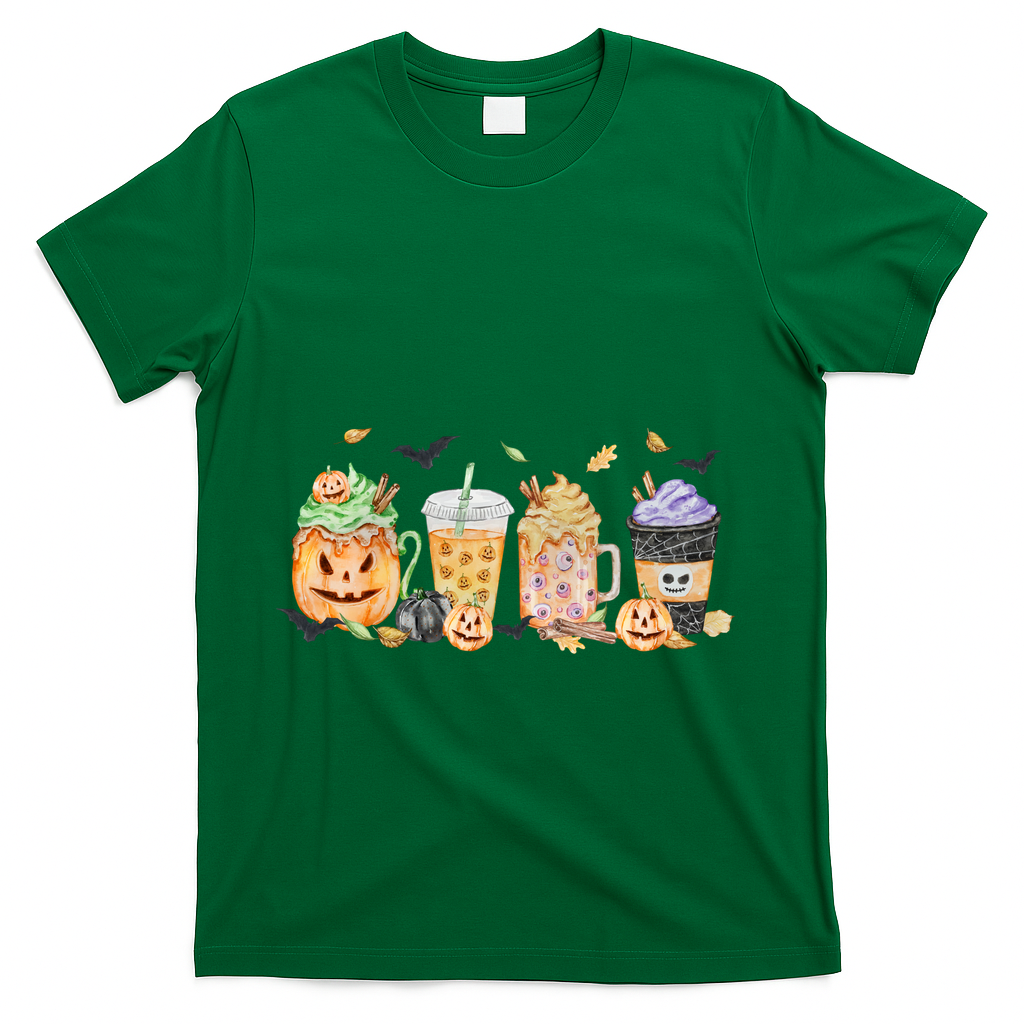 Plaid Pumpkin Spice Hello Fall Autumn Thanksgiving T-Shirt - Green