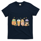 Plaid Pumpkin Spice Hello Fall Autumn Thanksgiving T-Shirt - Navy