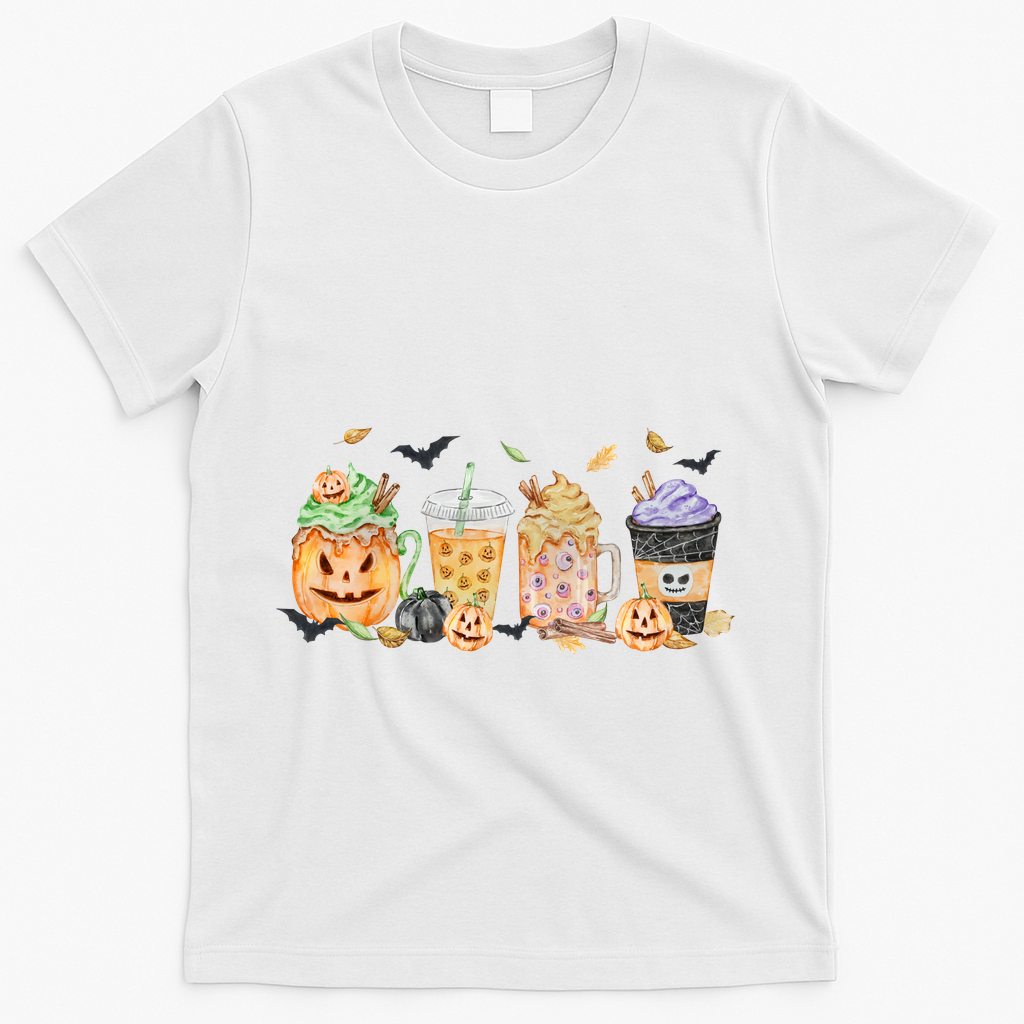Plaid Pumpkin Spice Hello Fall Autumn Thanksgiving T-Shirt - White