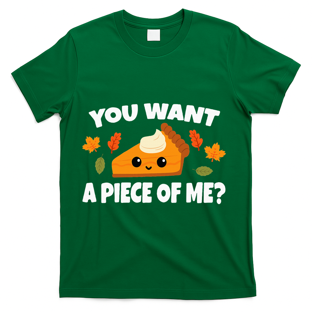 Pumpkin Pie Thanksgiving You Want A Piece Of Me T-Shirt - Green