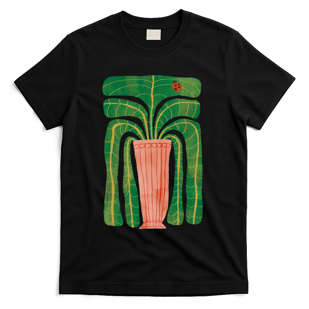 Potted plant with a ladybug - Black