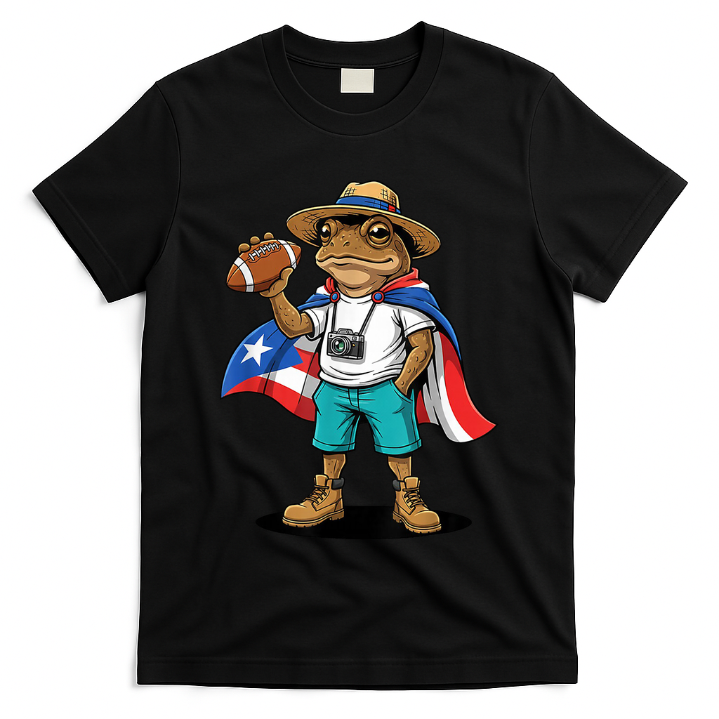 Puerto Rico Coqui Frog Funny Football T-Shirt