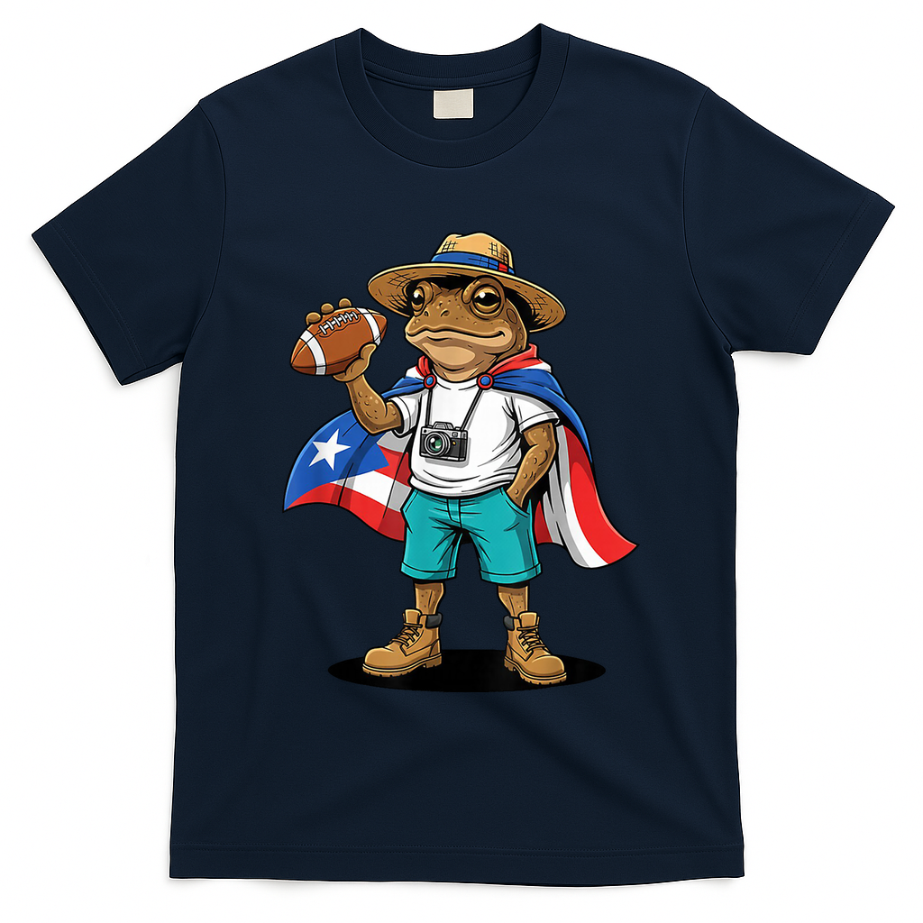 Puerto Rico Coqui Frog Funny Football T-Shirt