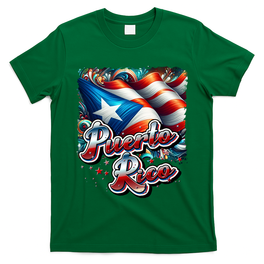 Puerto Rico Flag Colors Paisley   T-Shirt