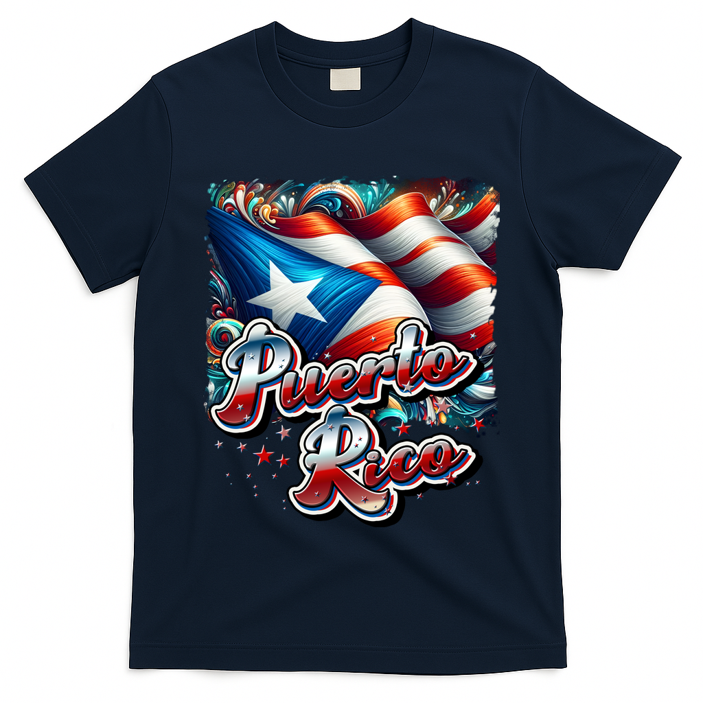 Puerto Rico Flag Colors Paisley   T-Shirt
