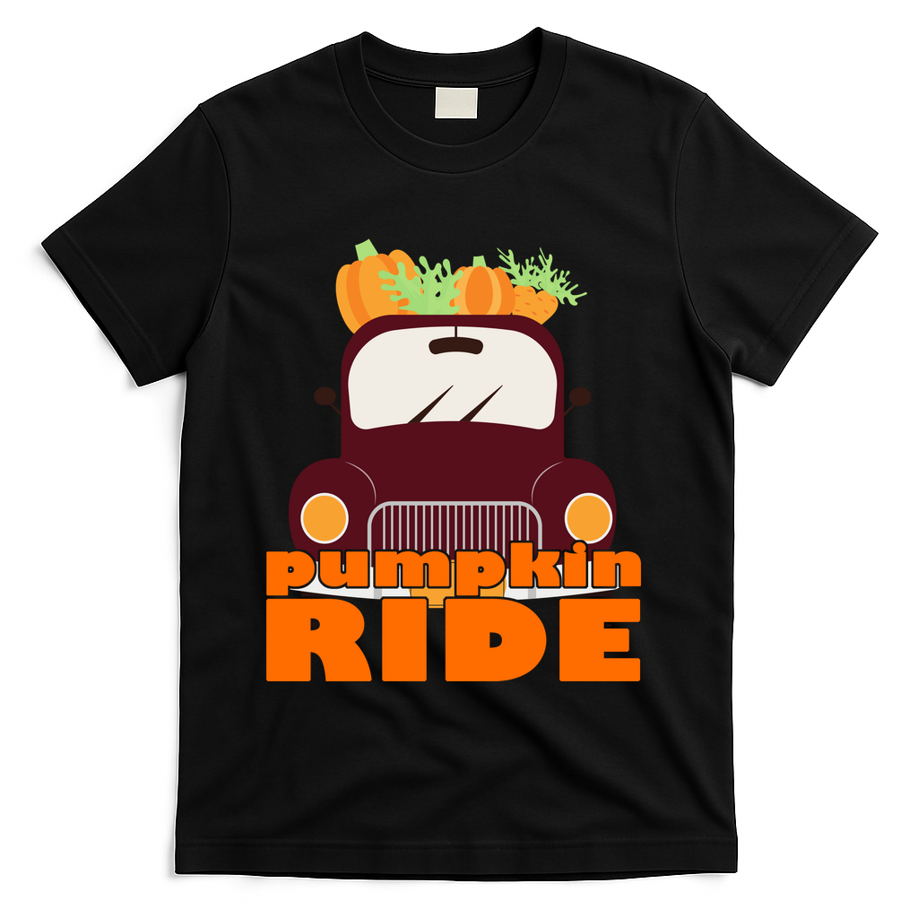 Pumpkin Ride October Fall T-Shirt - Black