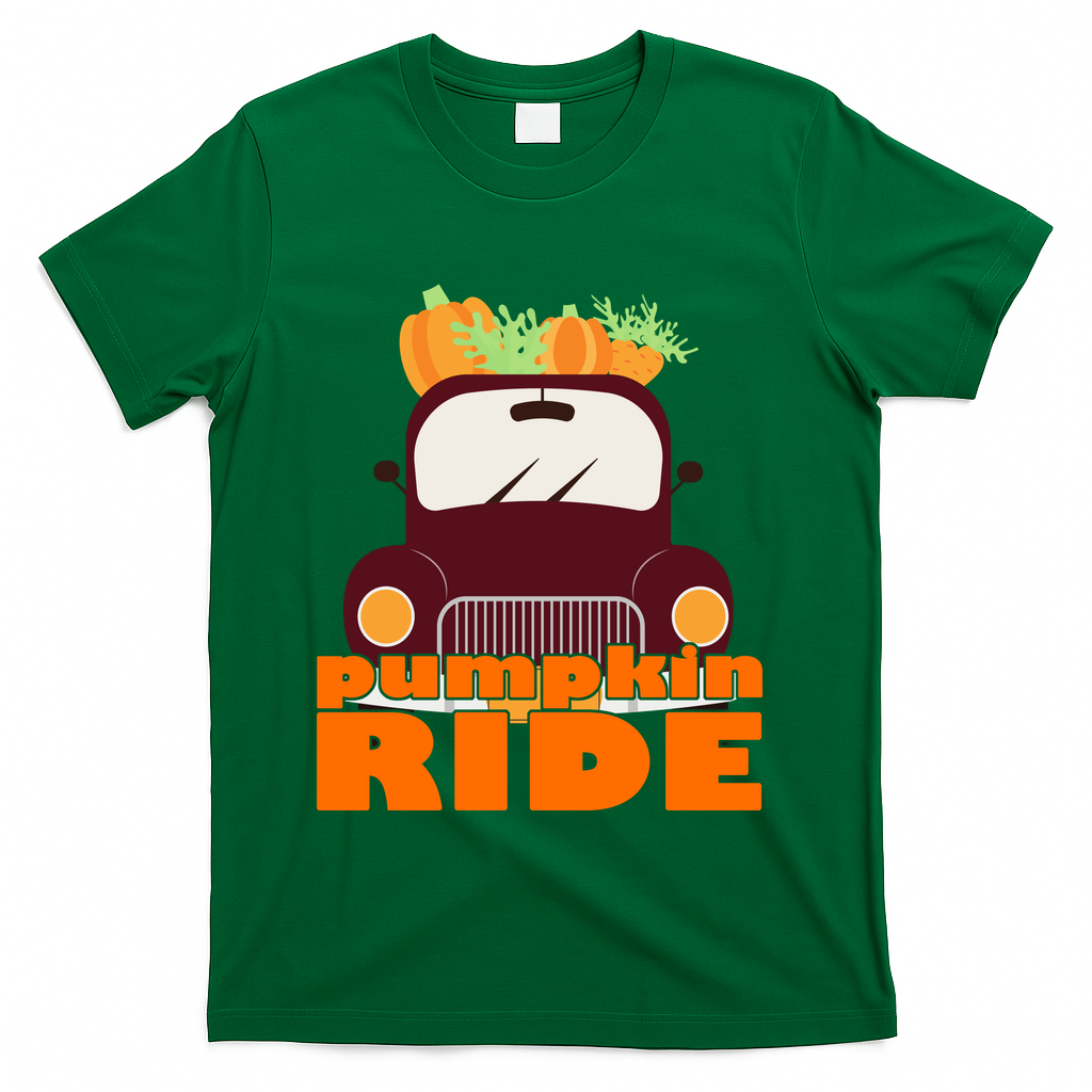 Pumpkin Ride October Fall T-Shirt - Green