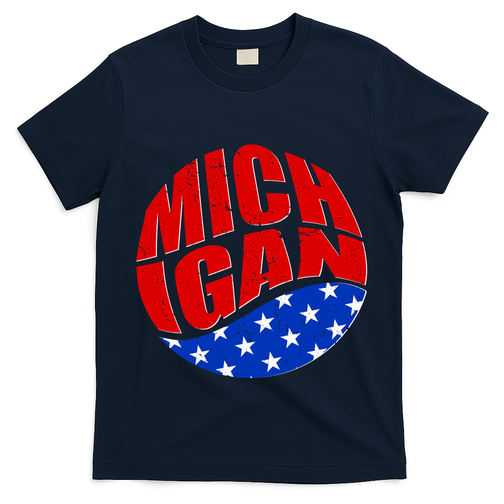 Patriotic Red White Blue Michigan Emblem T-Shirt