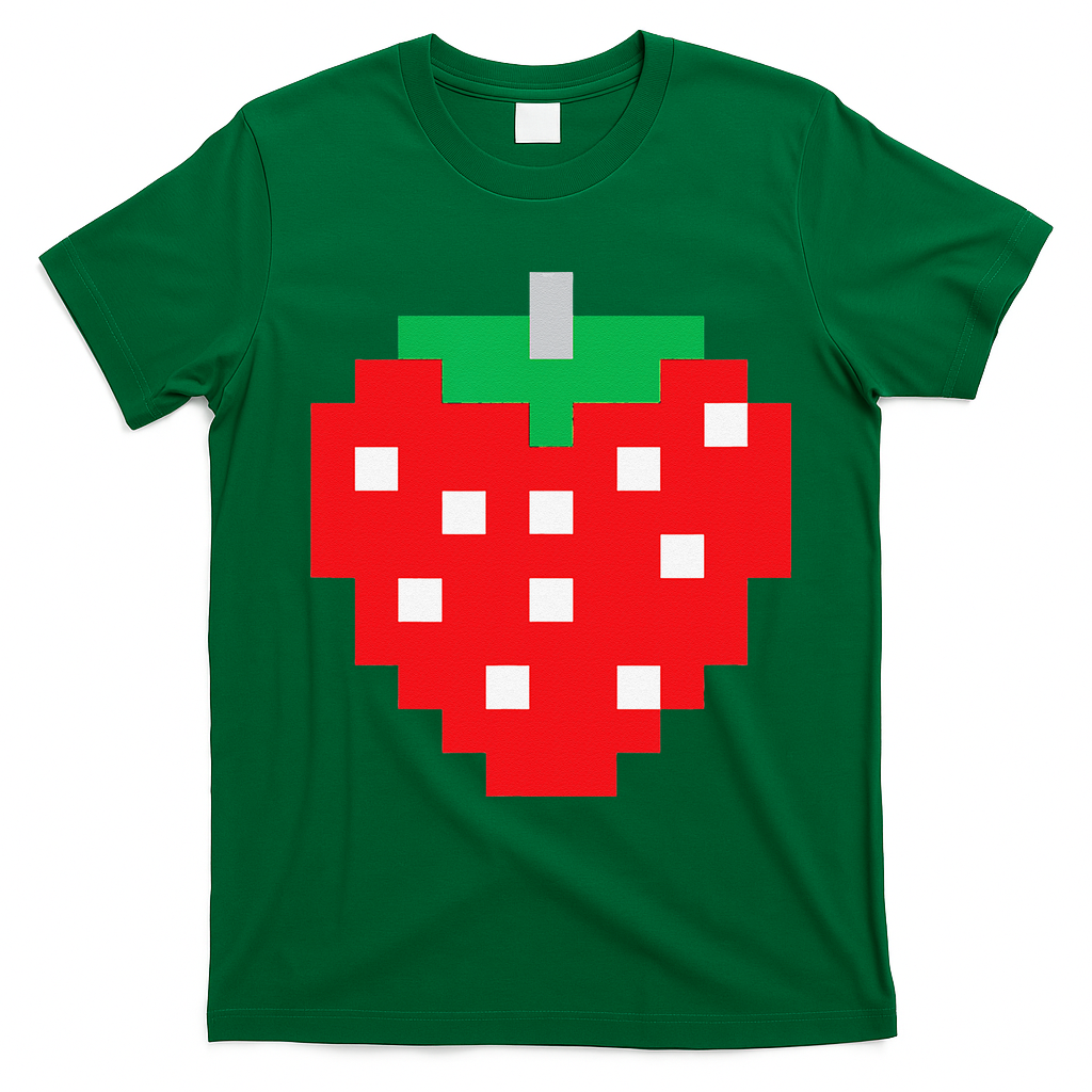 Pixel Strawberry 80s Video Game Halloween Costume T-Shirt - Irish Green