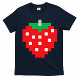 Pixel Strawberry 80s Video Game Halloween Costume T-Shirt - Navy Blue