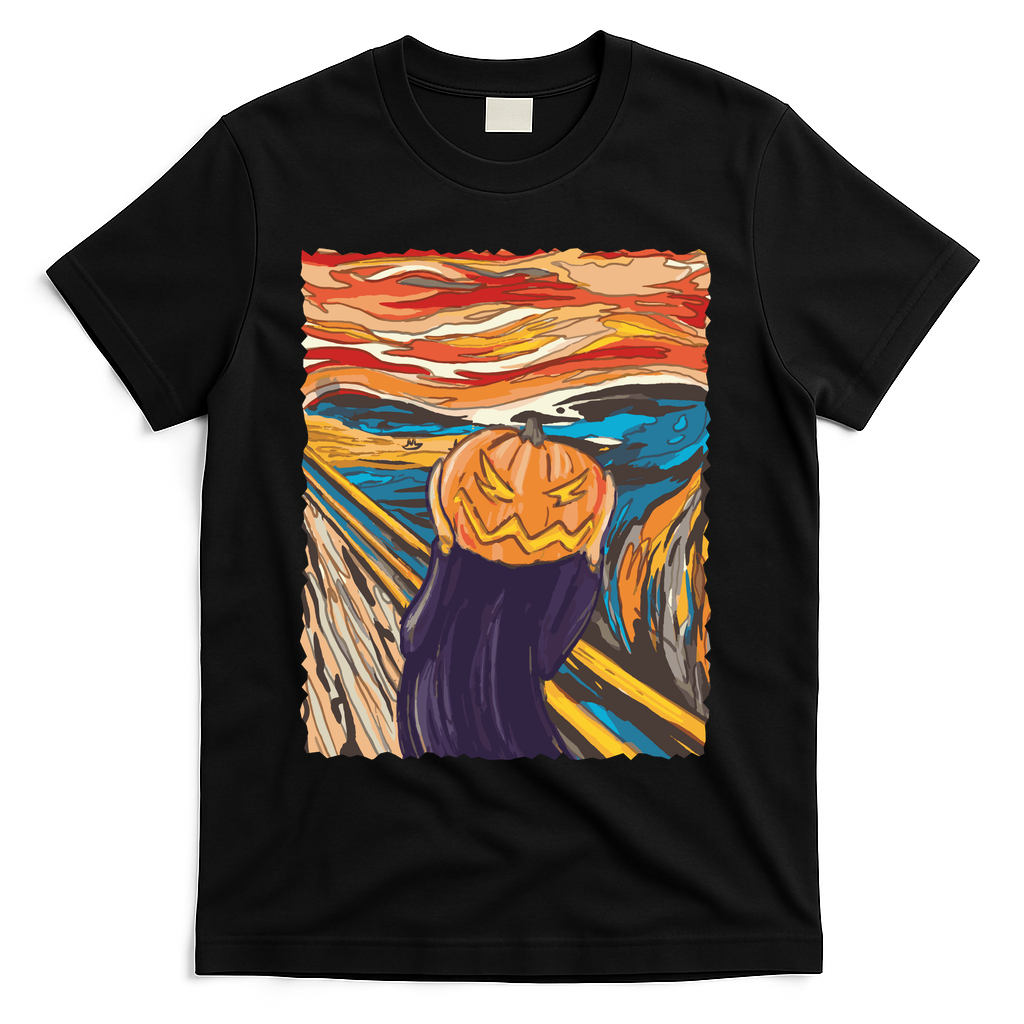 Pumpkin Scream Art Painting Parody T-Shirt - Black
