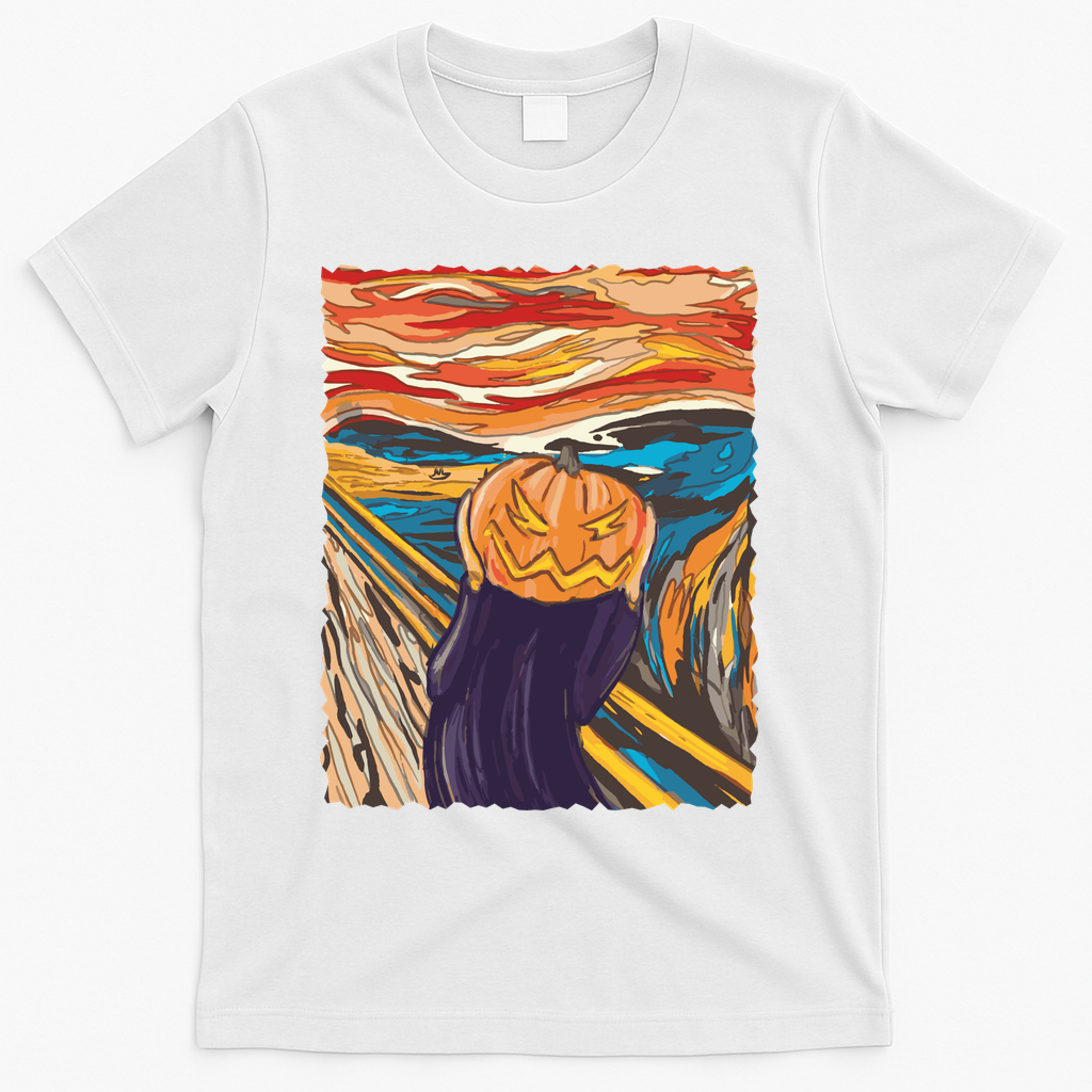 Pumpkin Scream Art Painting Parody T-Shirt - White