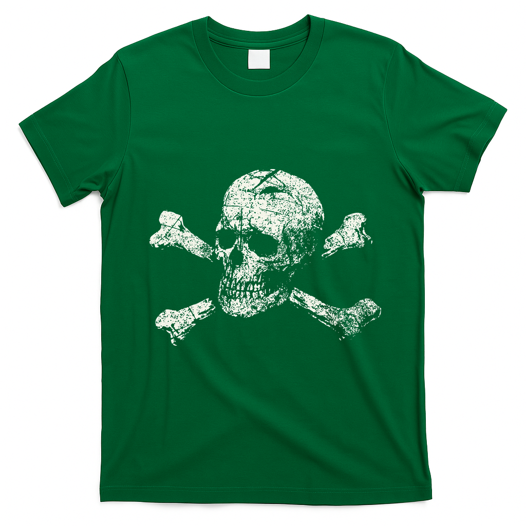 Pirate Skull And Crossbones Flag T-Shirt - Irish Green