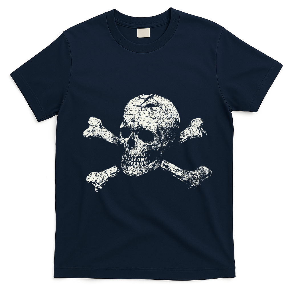 Pirate Skull And Crossbones Flag T-Shirt - Navy Blue