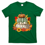 Pumpkin Sunflower Autumn Leaves T-Shirt - Green