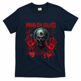 Problem Solved Bloody Hands Costume Clown Halloween T-Shirt - Navy Blue